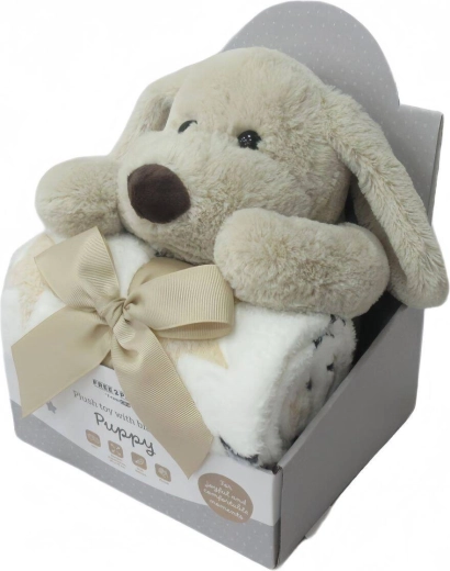 Free2Play jucărie din pluș cu păturică puppy brown/white