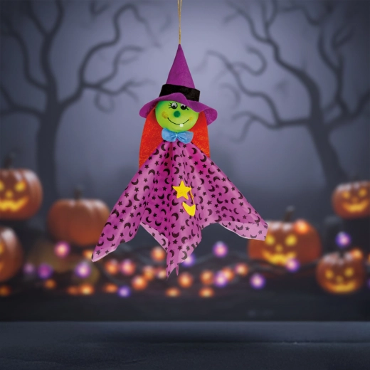 Decorațiune suspendată de Halloween, vrăjitoare, 48 × 44 cm