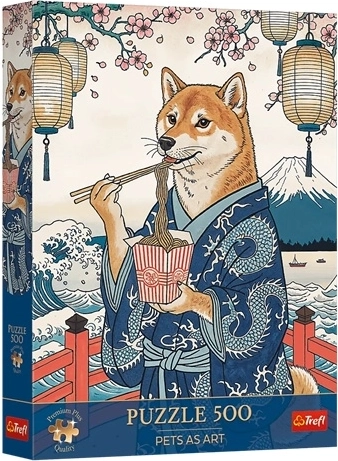 Trefl Puzzle Premium Plus Pets as Art: Shibina, meditația cu tăiței, 500 de piese