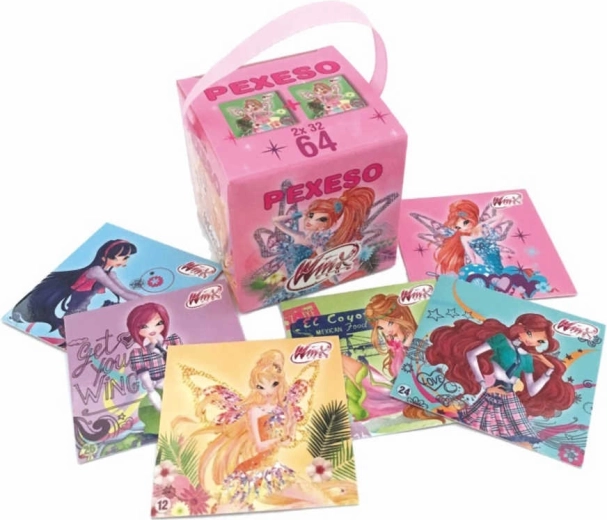 Akim pexeso în cutiuță cu panglică Winx Club (64 de cărți)