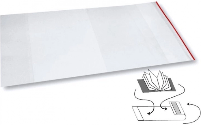 husă PP universală transparentă 312 × 540 mm cu finisaj lucios și bandă autoadezivă