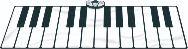 Mare covor muzical pentru copii 3+ Keyboard XXL 260x74cm cu modul de înregistrare și cablu MP3