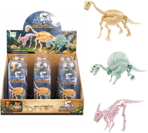 Schelet de dinozaur în tub transparent