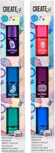 Create It! lac de unghii – set 3 nuanțe cu efect holografic