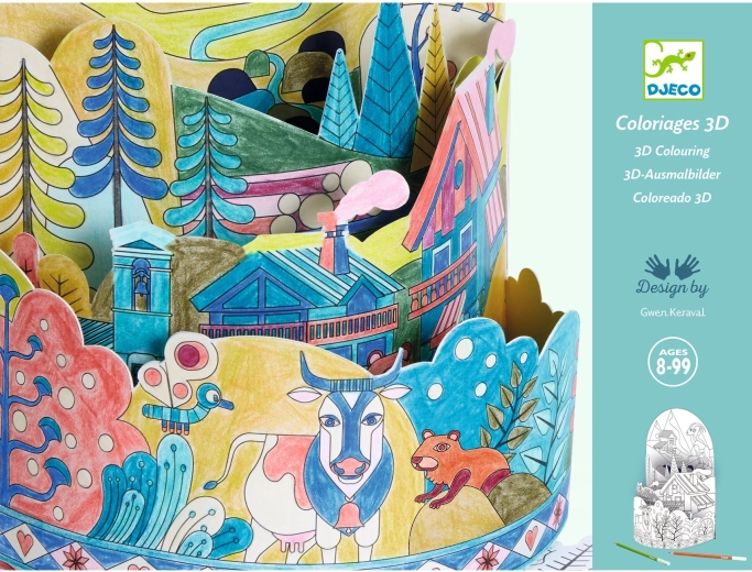 Djeco carte de colorat 3D În vârful lumii