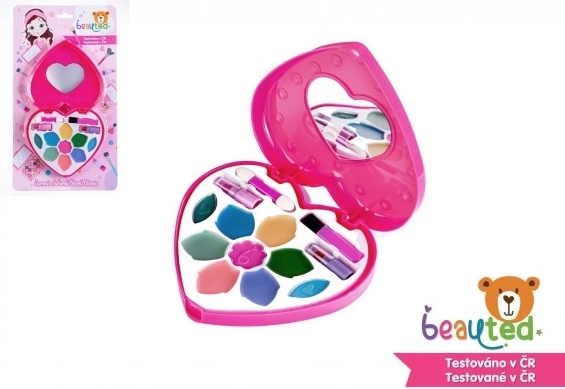 Set machiaj pentru copii Beauted paletă în formă de inimă cu oglindă
