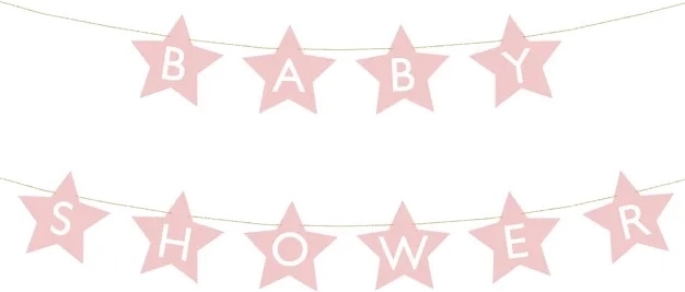 Banner pentru baby shower cu steluțe – Roz deschis