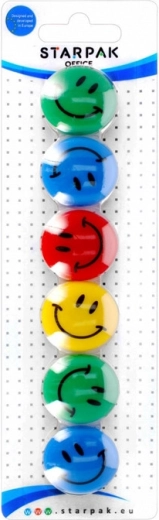 Magnete cu fețe zâmbitoare colorate (3 cm) - 6 bucăți