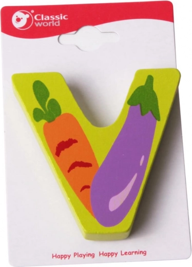 Clasică Literă V de Lemn