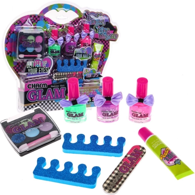 Set cosmetic pentru copii 3+ farduri colorate lacuri luciu de buze