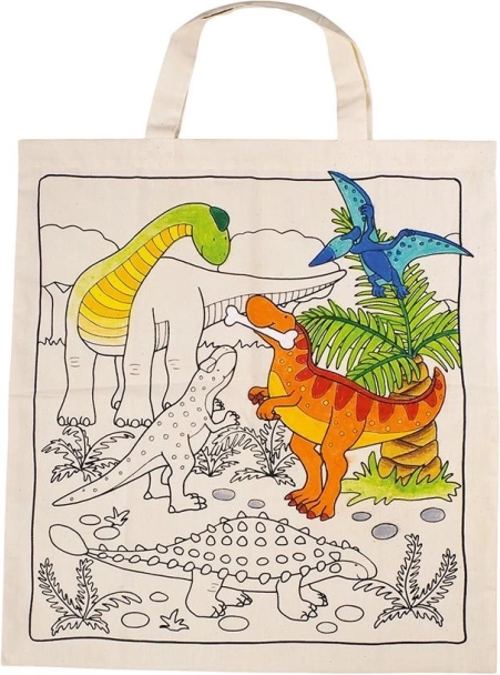 Geantă din bumbac de colorat – dinozauri