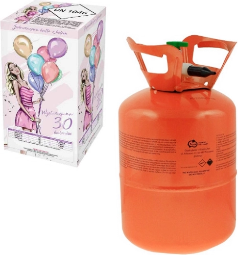 Butelie de heliu de unică folosință pentru 30 de baloane (9")