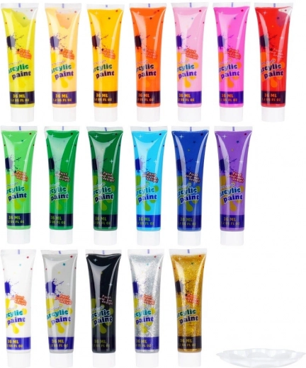 18 nuanțe acrilice intense, inclusiv cu efecte