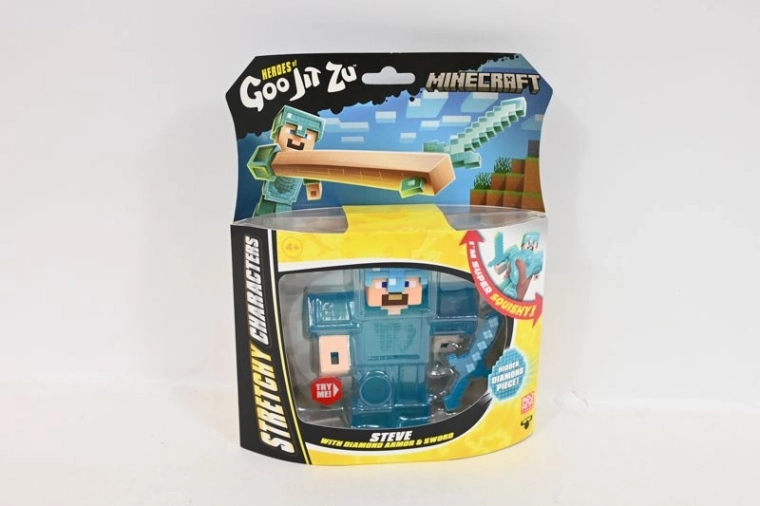 Heroes of Goo Jit Zu Minecraft Steve – figurină extensibilă cu armură de diamant și sabie