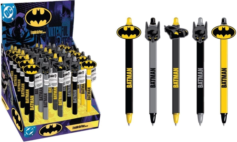 Stilou cu cerneală ștergibilă Batman cu topper 3D, 11 cm
