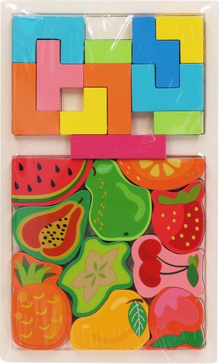 Joc de îndemânare din lemn cu forme și fructe 17 × 28 cm