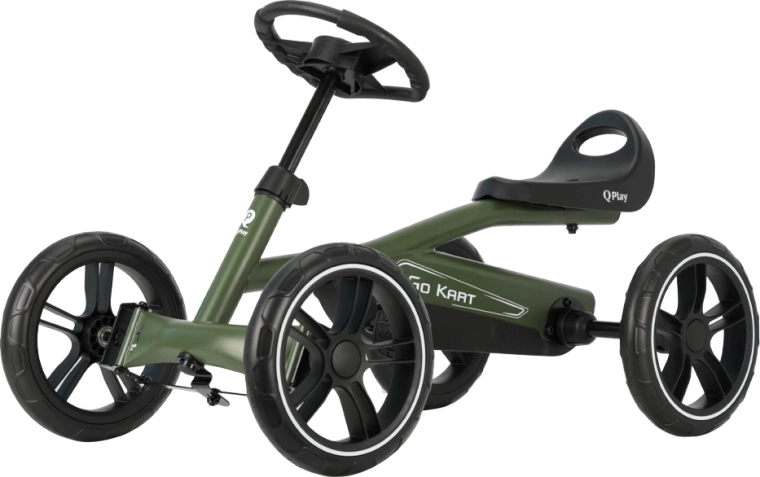 Qplay kart cu pedale (go-kart) army green pentru copii de la 3 ani