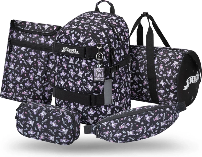 Set Baagl Skate Kuromi black 5 piese – rucsac, penar, geantă sport, borsetă și husă pentru laptop