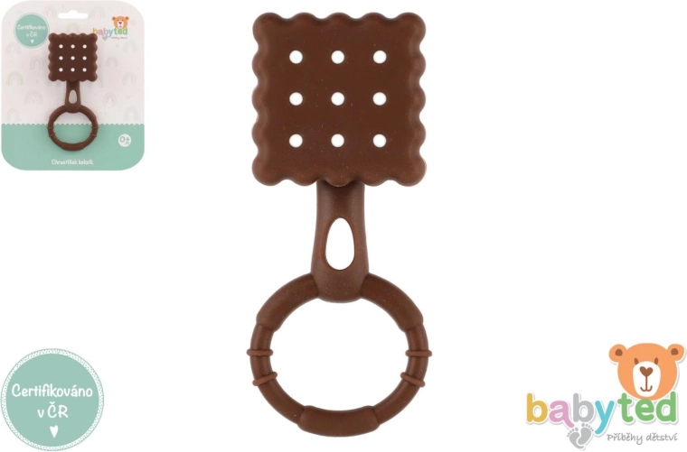 Zornăitoare și suzetă de dentiție din silicon biscuiți BabyTed 0m+