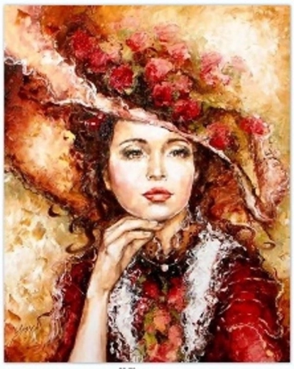 Pictură pe numere Femeie cu pălărie 40 × 50 cm