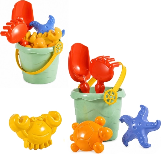 Set de jucării pentru nisip cu gălețică și forme, 6 piese