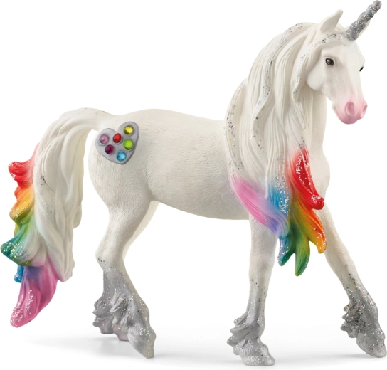 Schleich bayala armăsar unicorn curcubeu cu inimioare