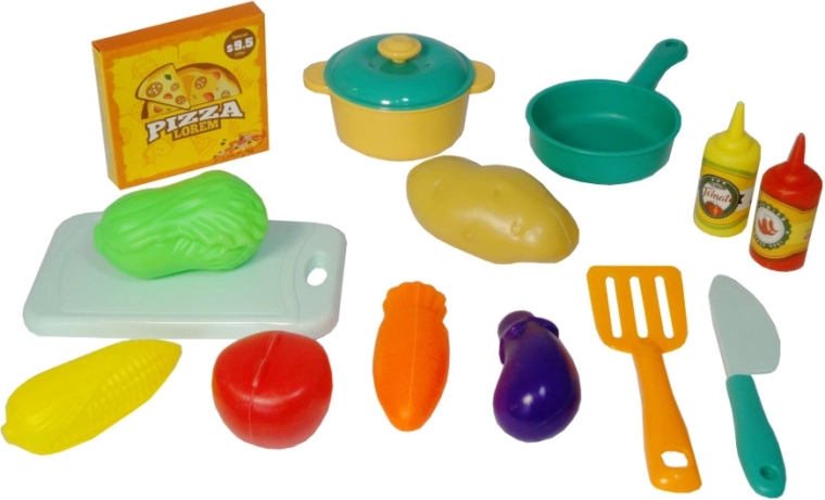 Set colorat de vase pentru bucătăria copiilor