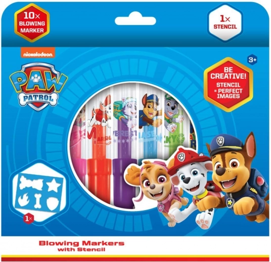 Markere de suflat cu șablon PAW PATROL, 10 buc, cutie 20 × 19 cm