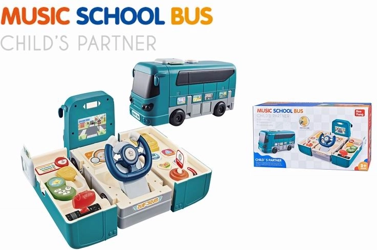 Autobuz interactiv pliabil cu volan pentru copii