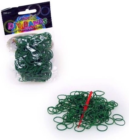 Set de elastice pentru împletirea bijuteriilor, verde închis, 250 buc.
