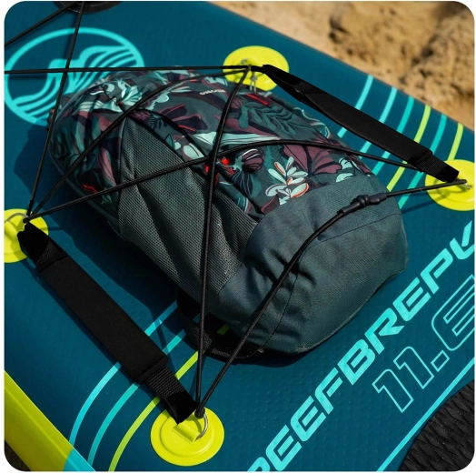 Confort și aderență sigură datorită suprafeței EVA și plasei bungee