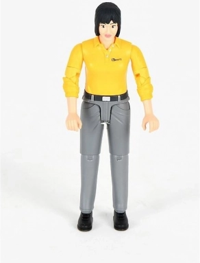 Bruder Bworld figurină femeie – tricou galben, pantaloni gri