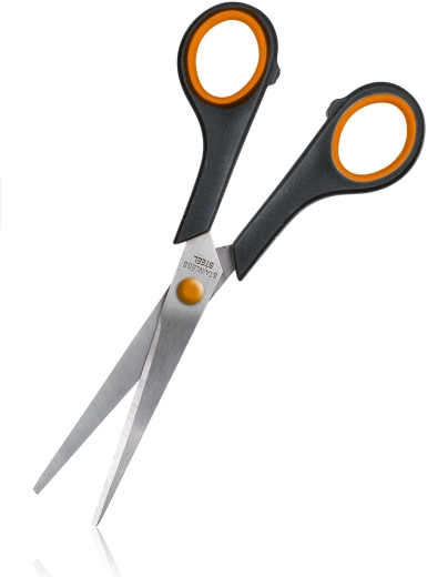 Foarfecă din oțel inoxidabil 17 cm, portocaliu-negru