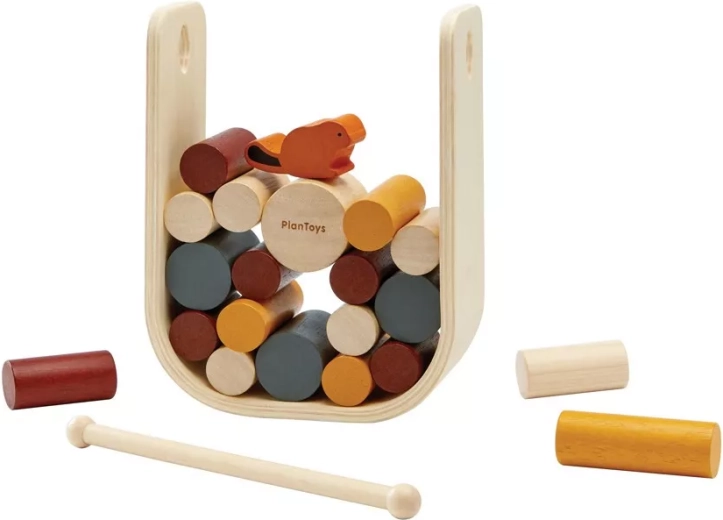 PlanToys barajul castorului – joc de echilibru din lemn