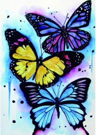 Pictură cu diamante – fluturi colorați 30 × 40 cm