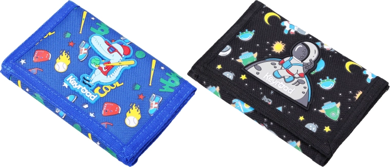 Portofel textil pentru copii cu închidere cu arici, motiv 3D - 1 bucată
