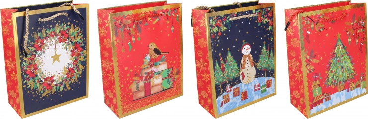 Pungă cadou cu motiv de Crăciun 23x18x8 cm