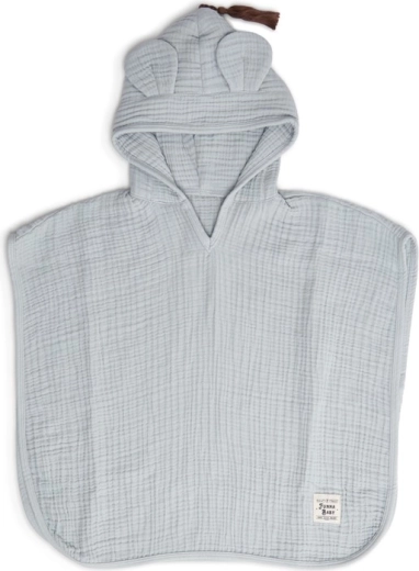 Poncho din muselină Funnababy cu glugă dove grey