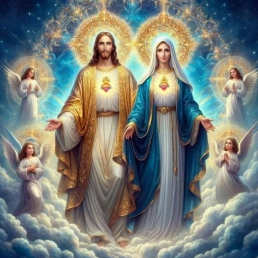 Pictură cu diamante Iisus și Fecioara Maria 30x40 cm