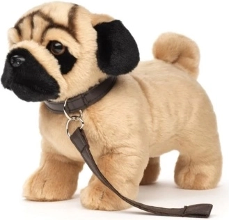 Mops de pluș cu lesă