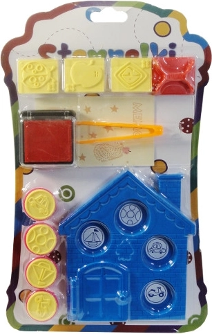 Set colorat de ștampile cu căsuță și accesorii