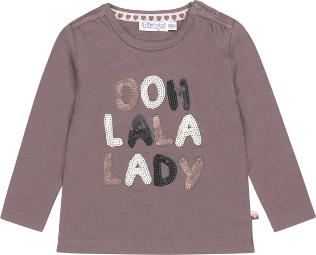 Tricou pentru fetițe Dirkje cu mânecă lungă Ooh La La Lady, gri-maroniu