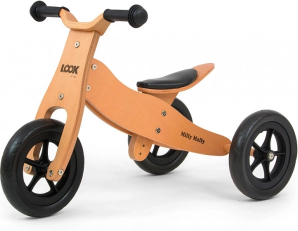 Bicicletă de echilibru din lemn pentru copii Milly Mally Look Natural