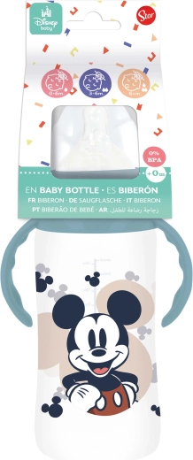 Biberon pentru sugari cu mânere MICKEY 360 ml cu sistem anticolic