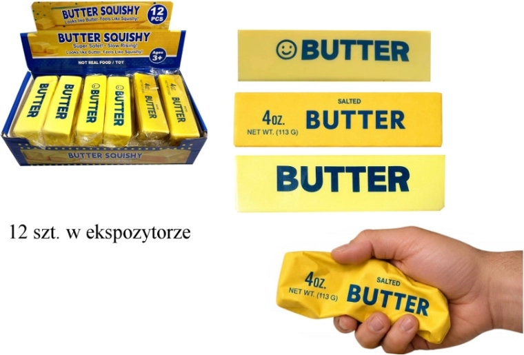 Gniotek squishy antistres de strâns în formă de cub de unt