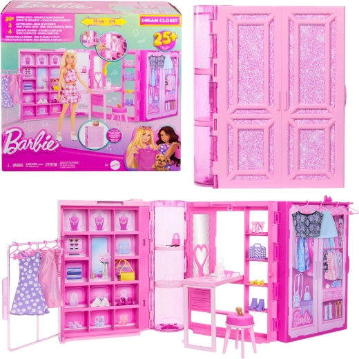 Dulapul portabil de vis Barbie Dream Closet cu peste 25 de accesorii