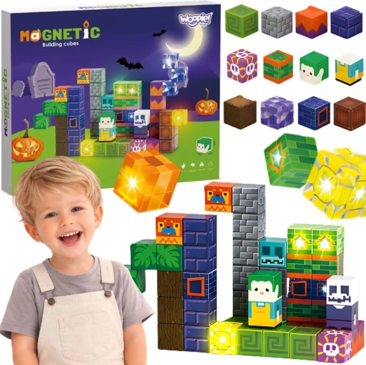 Woopie cuburi magnetice luminoase Halloween 63 buc.
