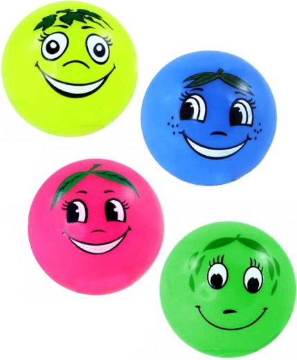 Minge săritoare din cauciuc cu smiley, fructe, cu lumină 5,2 cm - 1 bucată