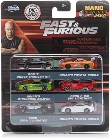 JADA Fast & Furious mașinuțe metalice 4 cm – set 6 buc