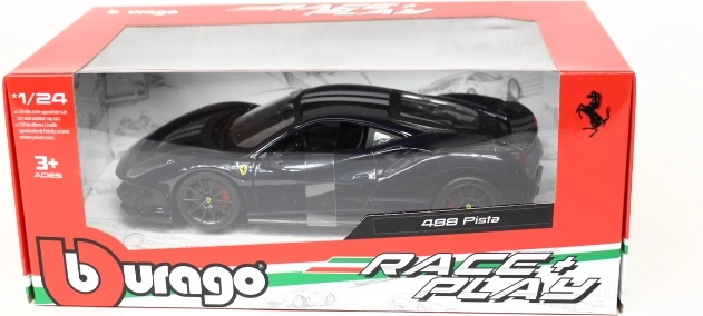 Bburago Ferrari 488 Pista albastru cu dungi argintii 1:24